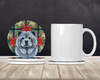 Blue Chow Chow Christmas Poinsettias Large Sandstone Absorbent Round Coasters Pack of 4 product image at NuMercy 2