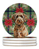 Chocolate Labradoodle Christmas Poinsettias Large Sandstone Absorbent Round Coasters Pack of 4 product image at NuMercy