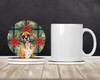 Boxer Christmas Poinsettias Large Sandstone Absorbent Round Coasters Pack of 4 product image at NuMercy 2