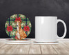 Red Greyhound Christmas Poinsettias Large Sandstone Absorbent Round Coasters Pack of 4 product image at NuMercy 2