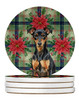 Manchester Terrier Christmas Poinsettias Large Sandstone Absorbent Round Coasters Pack of 4 product image at NuMercy