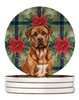 Mahogany Dogue de Bordeaux Christmas Poinsettias Large Sandstone Absorbent Round Coasters Pack of 4 product image at NuMercy