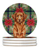 Copper Nova Scotia Duck Tolling Retriever Christmas Poinsettias Large Sandstone Absorbent Round Coasters Pack of 4 product image at NuMercy