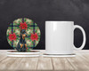 Doberman Pinscher Christmas Poinsettias Large Sandstone Absorbent Round Coasters Pack of 4 product image at NuMercy 2