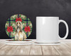 Afghan Hound Christmas Poinsettias Large Sandstone Absorbent Round Coasters Pack of 4 product image at NuMercy 2