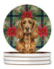 Sussex Spaniel Christmas Poinsettias Large Sandstone Absorbent Round Coasters Pack of 4 product image at NuMercy