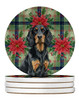 Gordon Setter Christmas Poinsettias Large Sandstone Absorbent Round Coasters Pack of 4 product image at NuMercy