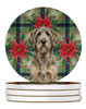 Grizzle and Tan Otterhound Christmas Poinsettias Large Sandstone Absorbent Round Coasters Pack of 4 product image at NuMercy