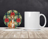 Red Italian Greyhound Christmas Poinsettias Large Sandstone Absorbent Round Coasters Pack of 4 product image at NuMercy 2