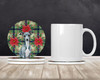 Blue Italian Greyhound Christmas Poinsettias Large Sandstone Absorbent Round Coasters Pack of 4 product image at NuMercy 2