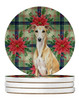 Fawn Whippet Christmas Poinsettias Large Sandstone Absorbent Round Coasters Pack of 4 product image at NuMercy