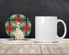 Cream Italian Greyhound Christmas Poinsettias Large Sandstone Absorbent Round Coasters Pack of 4 product image at NuMercy 2