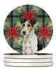 Smooth Fox Terrier Christmas Poinsettias Large Sandstone Absorbent Round Coasters Pack of 4 product image at NuMercy
