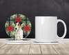 Smooth Fox Terrier Christmas Poinsettias Large Sandstone Absorbent Round Coasters Pack of 4 product image at NuMercy 2