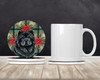 Black Chow Chow Christmas Poinsettias Large Sandstone Absorbent Round Coasters Pack of 4 product image at NuMercy 2