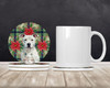 White American Staffordshire Terrier Christmas Poinsettias Large Sandstone Absorbent Round Coasters Pack of 4 product image at NuMercy 2