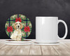 Lemon Belton English Setter Christmas Poinsettias Large Sandstone Absorbent Round Coasters Pack of 4 product image at NuMercy 2