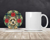 Cairn Terrier Christmas Poinsettias Large Sandstone Absorbent Round Coasters Pack of 4 product image at NuMercy 2