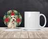 Sealyham Terrier Christmas Poinsettias Large Sandstone Absorbent Round Coasters Pack of 4 product image at NuMercy 2