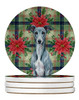 Blue Whippet Christmas Poinsettias Large Sandstone Absorbent Round Coasters Pack of 4 product image at NuMercy