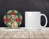 Spinone Italiano Christmas Poinsettias Large Sandstone Absorbent Round Coasters Pack of 4 product image at NuMercy 2