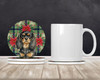 Black and Tan English Toy Spaniel Christmas Poinsettias Large Sandstone Absorbent Round Coasters Pack of 4 product image at NuMercy 2