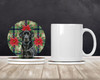 Black Labrador Retriever Christmas Poinsettias Large Sandstone Absorbent Round Coasters Pack of 4 product image at NuMercy 2