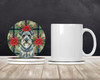 Kerry Blue Terrier Christmas Poinsettias Large Sandstone Absorbent Round Coasters Pack of 4 product image at NuMercy 2