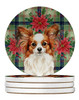 White with Red Papillon Christmas Poinsettias Large Sandstone Absorbent Round Coasters Pack of 4 product image at NuMercy