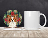 White with Red Papillon Christmas Poinsettias Large Sandstone Absorbent Round Coasters Pack of 4 product image at NuMercy 2