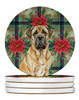 Fawn English Mastiff Christmas Poinsettias Large Sandstone Absorbent Round Coasters Pack of 4 product image at NuMercy