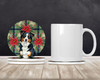 Black Tri American Shepherd Christmas Poinsettias Large Sandstone Absorbent Round Coasters Pack of 4 product image at NuMercy 2