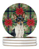 Toy Fox Terrier Christmas Poinsettias Large Sandstone Absorbent Round Coasters Pack of 4 product image at NuMercy