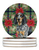 Bluetick Coonhound Christmas Poinsettias Large Sandstone Absorbent Round Coasters Pack of 4 product image at NuMercy