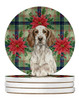 Liver Belton English Setter Christmas Poinsettias Large Sandstone Absorbent Round Coasters Pack of 4 product image at NuMercy
