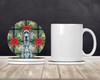 Blue Great Dane Christmas Poinsettias Large Sandstone Absorbent Round Coasters Pack of 4 product image at NuMercy 2