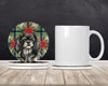 Black and Tan Tibetan Spaniel Christmas Poinsettias Large Sandstone Absorbent Round Coasters Pack of 4 product image at NuMercy 2