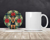 Airedale Terrier Christmas Poinsettias Large Sandstone Absorbent Round Coasters Pack of 4 product image at NuMercy 2