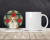Tan Icelandic Sheepdog Christmas Poinsettias Large Sandstone Absorbent Round Coasters Pack of 4 product image at NuMercy 2