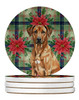 Rhodesian Ridgeback Christmas Poinsettias Large Sandstone Absorbent Round Coasters Pack of 4 product image at NuMercy