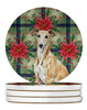 Fawn Greyhound Christmas Poinsettias Large Sandstone Absorbent Round Coasters Pack of 4 product image at NuMercy