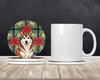 Red and White Alaskan Malamute Christmas Poinsettias Large Sandstone Absorbent Round Coasters Pack of 4 product image at NuMercy 2
