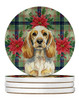 Lemon Roan English Cocker Spaniel Christmas Poinsettias Large Sandstone Absorbent Round Coasters Pack of 4 product image at NuMercy