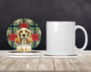 Lemon Roan English Cocker Spaniel Christmas Poinsettias Large Sandstone Absorbent Round Coasters Pack of 4 product image at NuMercy 2