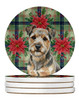 Grizzle and Tan Norfolk Terrier Christmas Poinsettias Large Sandstone Absorbent Round Coasters Pack of 4 product image at NuMercy