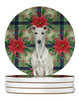 White Greyhound Christmas Poinsettias Large Sandstone Absorbent Round Coasters Pack of 4 product image at NuMercy