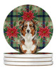 Red Merle Australian Shepherd Christmas Poinsettias Large Sandstone Absorbent Round Coasters Pack of 4 product image at NuMercy