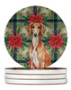 Red Saluki Christmas Poinsettias Large Sandstone Absorbent Round Coasters Pack of 4 product image at NuMercy