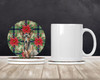 Xoloitzcuintli Christmas Poinsettias Large Sandstone Absorbent Round Coasters Pack of 4 product image at NuMercy 2