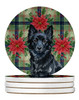 Schipperke Christmas Poinsettias Large Sandstone Absorbent Round Coasters Pack of 4 product image at NuMercy